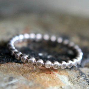 Sterling Silver Hammered Dot Ring, Stacking Ring, Metalwork Jewelry, Handcrafted